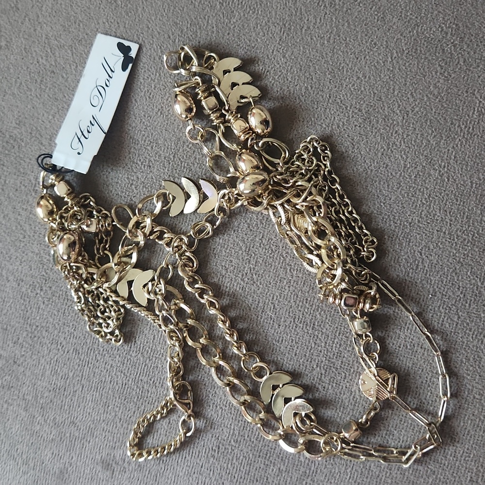 60" Hey Doll Necklace/Belt Gold-Tone